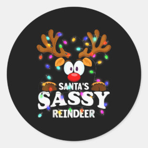 Christmas Men Women Santa's Sy Reindeer Classic Round Sticker