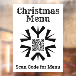 Christmas Menu Snowflake with QR Code Window Cling