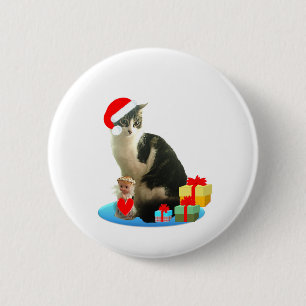 Christmas Merlin cat 2 Inch Round Button