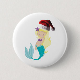 Christmas Mermaid 2 Inch Round Button