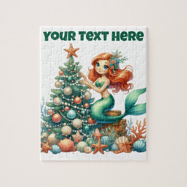 Christmas Mermaid Kids Puzzle – Personalized Gift (Vertical)