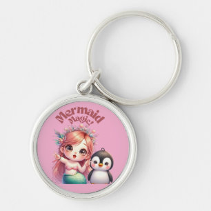 Christmas Mermaid Magic Card with Penguin Fun Keychain
