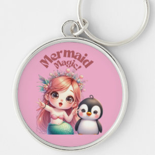 Christmas Mermaid Magic Card with Penguin Fun Keychain