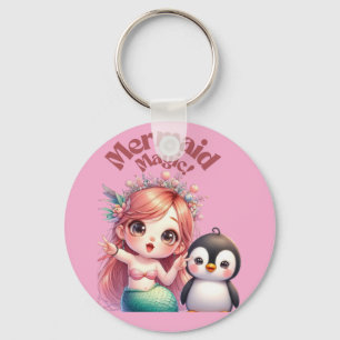 Christmas Mermaid Magic Card with Penguin Fun Keychain