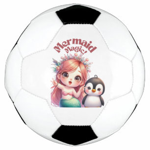 Christmas Mermaid Magic Card with Penguin Fun Soccer Ball