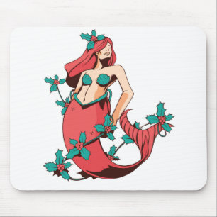Christmas Mermaid Mouse Pad