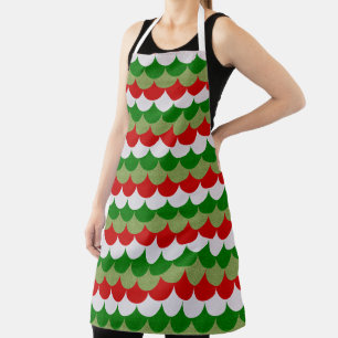 Christmas Mermaid Scales Sparkle Holiday Pattern Apron