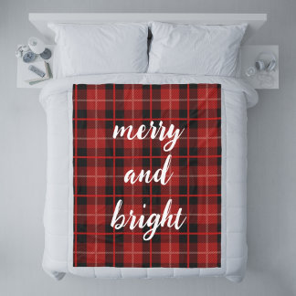 Christmas merry and bright chequered blanket
