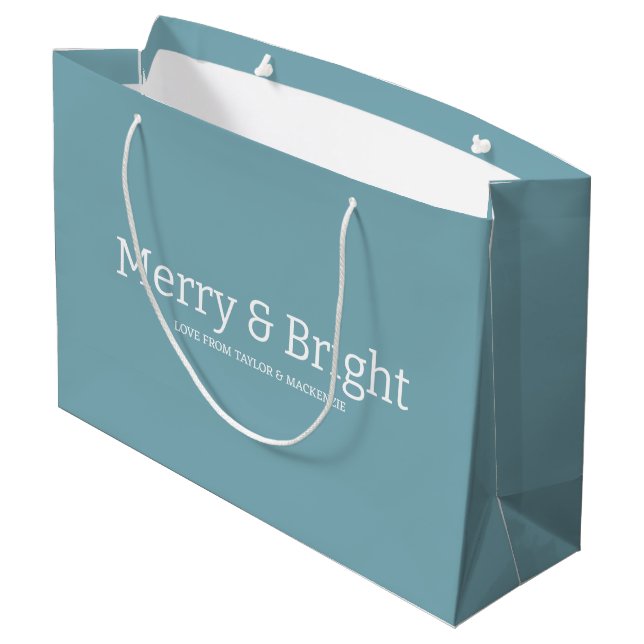 Christmas Merry and Bright Personalized Large Gift Bag (Back Angled)