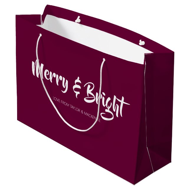 Christmas Merry and Bright Personalized Large Gift Bag (Back Angled)