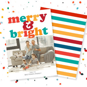 Christmas Merry and Bright Photo Personalized Holiday Card