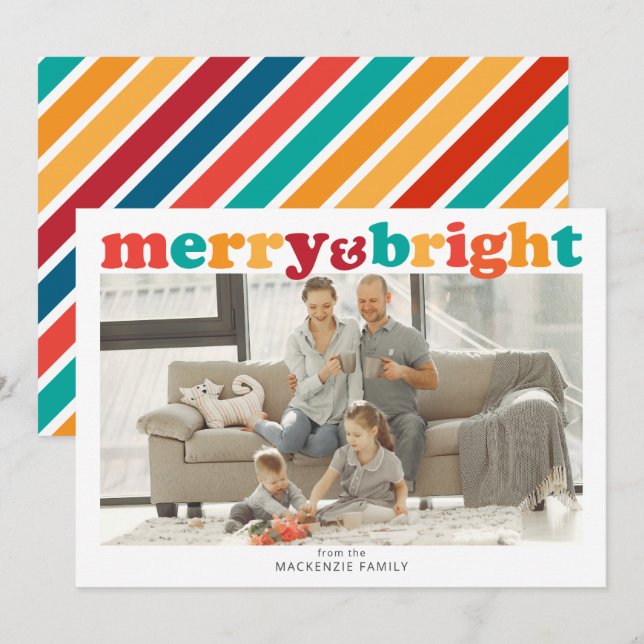 Christmas Merry and Bright Photo Personalized Holiday Card (Front/Back)