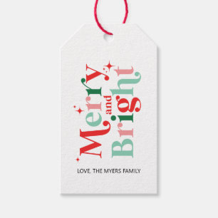 christmas merry and bright pink red gift gift tags