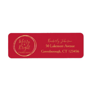 Christmas Merry and Bright Red Gold