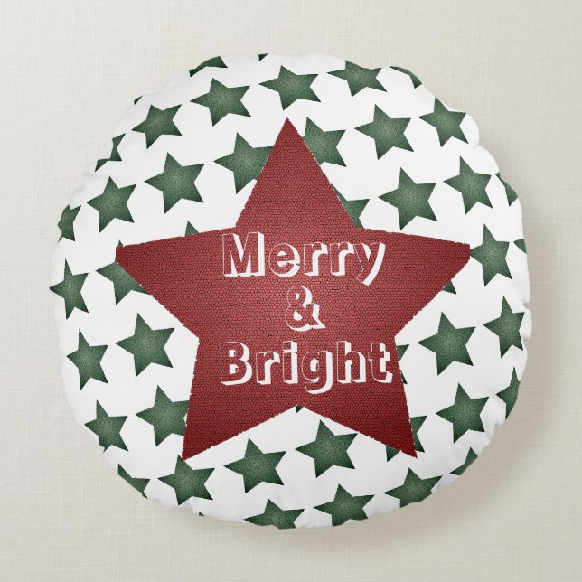 Christmas merry and bright Star Pattern Round Pillow (Front)
