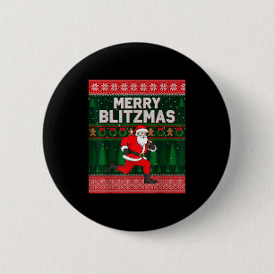 Christmas Merry Blitzmas Santa Football Ugly Sweat 2 Inch Round Button
