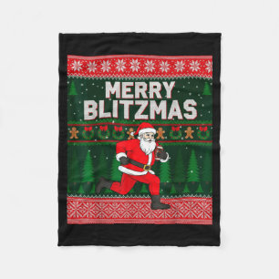 Christmas Merry Blitzmas Santa Football Ugly Sweat Fleece Blanket