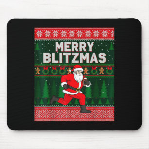Christmas Merry Blitzmas Santa Football Ugly Sweat Mouse Pad