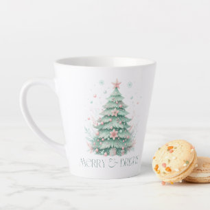 Christmas Merry & Bright Christmas Tree Mint Pink Latte Mug