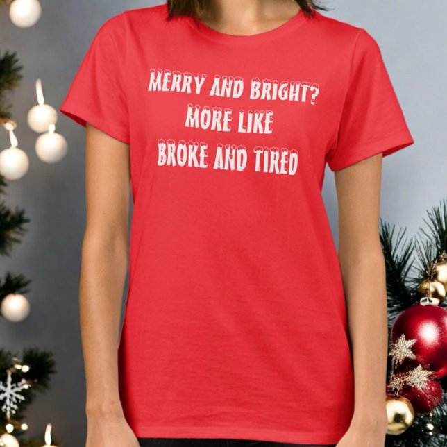 Christmas Merry Bright funny typography monogram T-Shirt (Creator Uploaded)