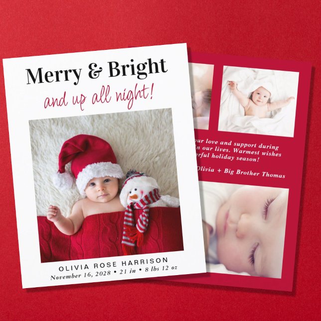 Christmas Merry Bright Photo Birth Announcement (Creator Uploaded)