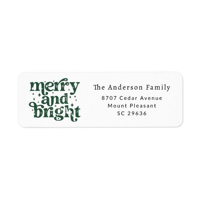 Christmas Merry & Bright Return Address Label (Devant)