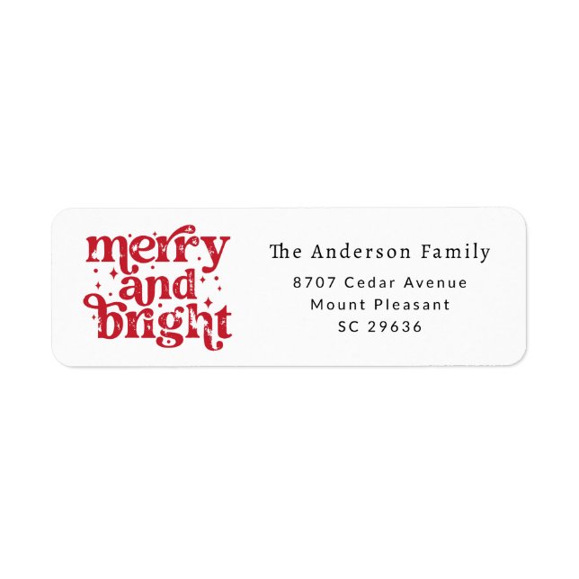 Christmas Merry & Bright Return Address Label (Front)