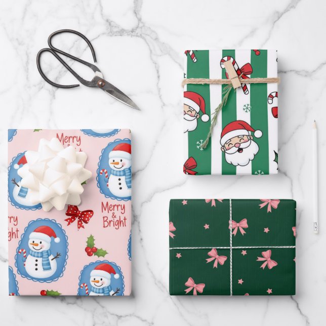 Christmas Merry & Bright Wrapping Paper Sheet (Front)