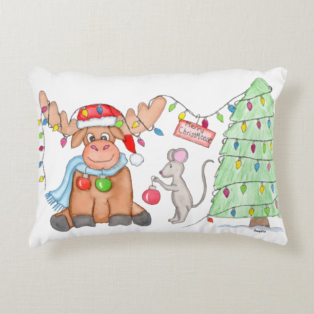Christmas - Merry Christ-Moose! Accent Pillow (Front)
