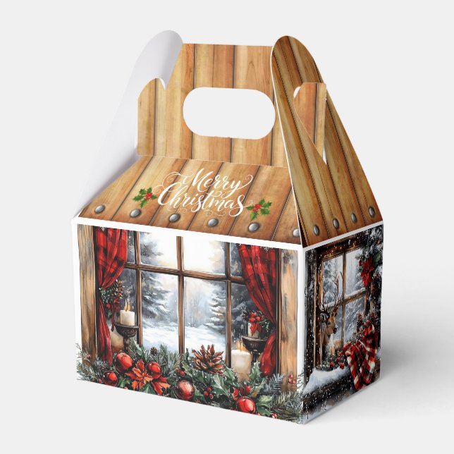 Christmas Merry Christmas Country Cabin Favor Box (Front Side)