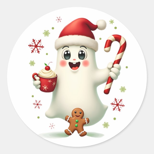 Christmas Merry Christmas For Gift Christmas Ghost Classic Round Sticker (Front)