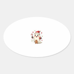 Christmas Merry Christmas For Gift Christmas Ghost Oval Sticker