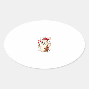Christmas Merry Christmas For Gift Christmas Ghost Oval Sticker