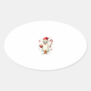 Christmas Merry Christmas For Gift Christmas Ghost Oval Sticker