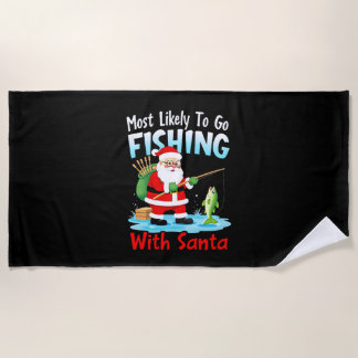 Christmas Merry Christmas For Gift Fishing Santa ( Beach Towel