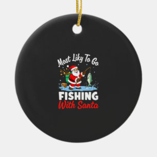 Christmas Merry Christmas For Gift Fishing Santa ( Ceramic Ornament
