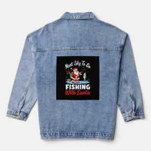 Christmas Merry Christmas For Gift Fishing Santa ( Denim Jacket