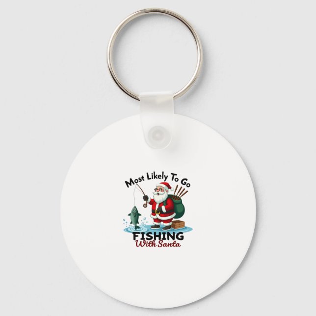 Christmas Merry Christmas For Gift Fishing Santa ( Keychain (Front)