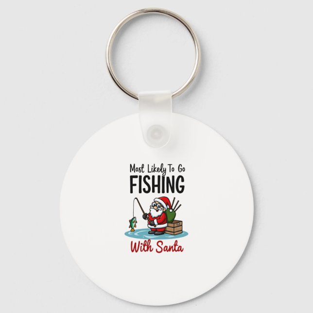 Christmas Merry Christmas For Gift Fishing Santa ( Keychain (Front)