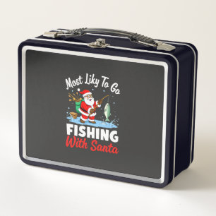 Christmas Merry Christmas For Gift Fishing Santa ( Metal Lunch Box