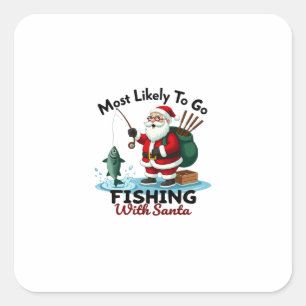 Christmas Merry Christmas For Gift Fishing Santa ( Square Sticker