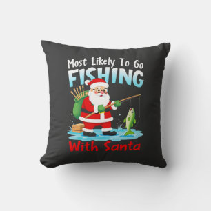 Christmas Merry Christmas For Gift Fishing Santa ( Throw Pillow