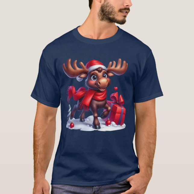 Christmas Merry Christmas For Gift Moose girl T-Shirt (Front)