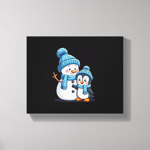Christmas Merry Christmas For Gift Penguin Snowman Canvas Print