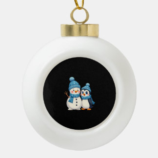 Christmas Merry Christmas For Gift Penguin Snowman Ceramic Ball Christmas Ornament