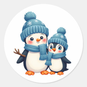 Christmas Merry Christmas For Gift Penguin Snowman Classic Round Sticker