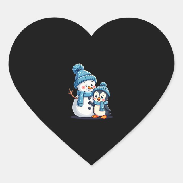 Christmas Merry Christmas For Gift Penguin Snowman Heart Sticker (Front)