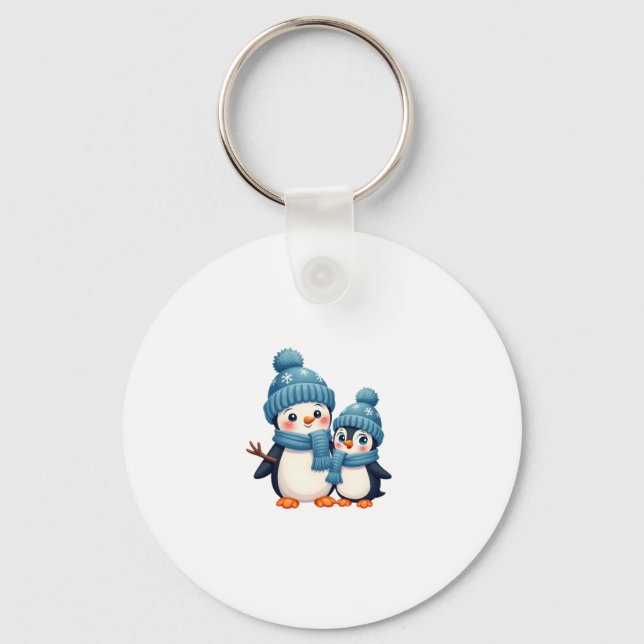 Christmas Merry Christmas For Gift Penguin Snowman Keychain (Front)
