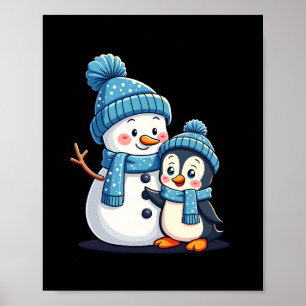 Christmas Merry Christmas For Gift Penguin Snowman Poster