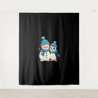 Christmas Merry Christmas For Gift Penguin Snowman Tapestry